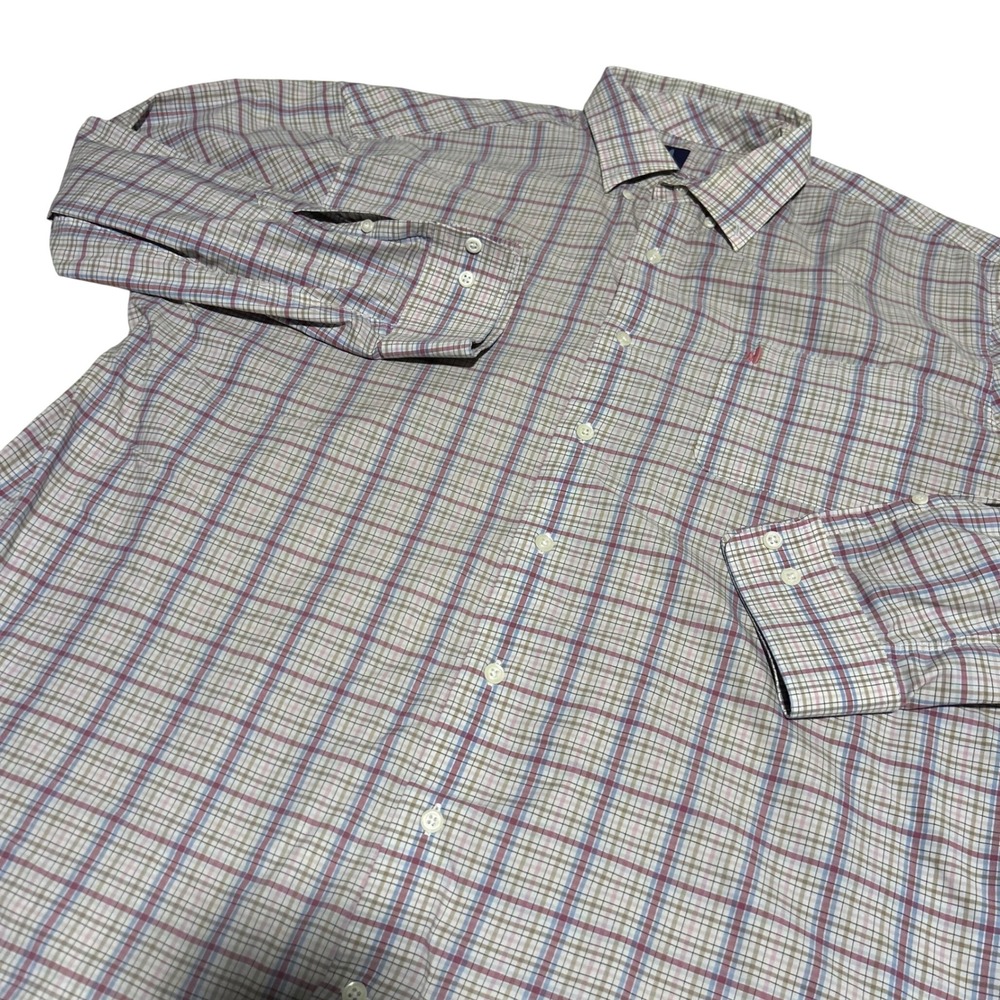 johnnie-O Button Down Mens XL Blue Pink Plaid Prep-Formance Long Sleeve Shirt
